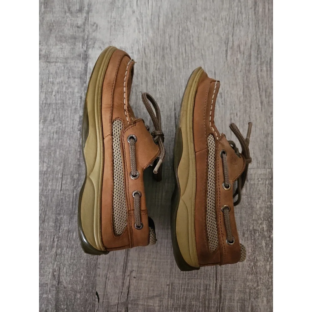 Classic Sperry Kids Brown Leather Mesh Boat Shoes Size 1.5M